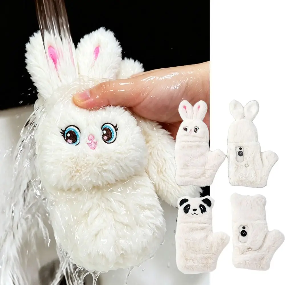 Dual-sided Heating Rechargeable Heated Gloves Intelligent Temperature Control No Glove Removal Cartoon Plush Hand Warmer