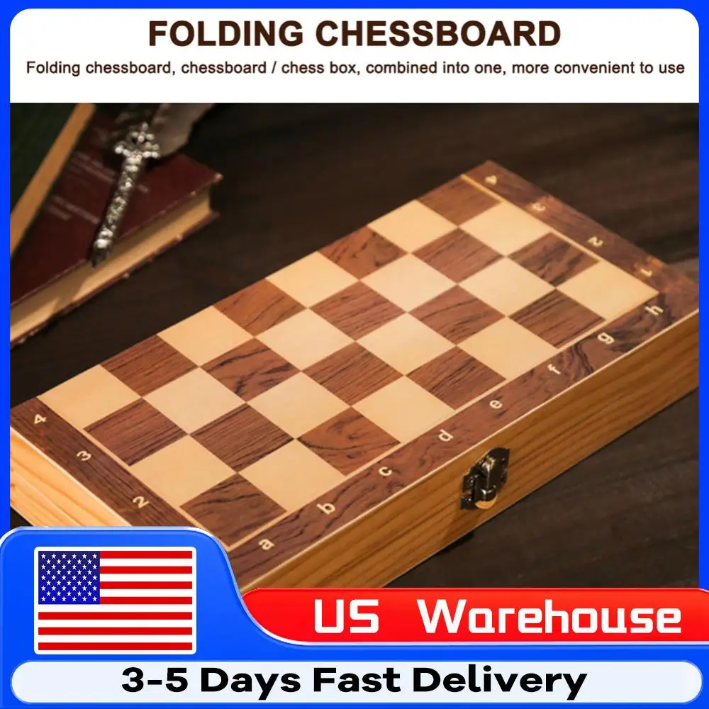 

No Toxic 29x29cm 3 in 1 Chess Chekers Backgammon Developing Strategic Thinking Chess Wooden Set Wood Board Game for Kids Adults