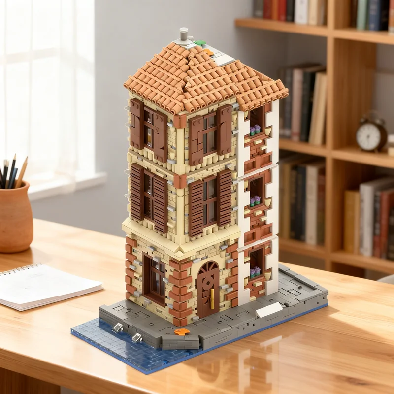 

2518 деталей MOC: Итальянский городок, Часть I – Парикмахерская. Конструктор Creator Expert. Подарок. Креативная коллекционная модель для демонстрации. Премиум-класс.