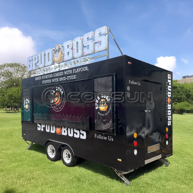 

COGSUN Hot dog pizza burger mobile food truck outdoor street kitchen restaurant trailer for sale