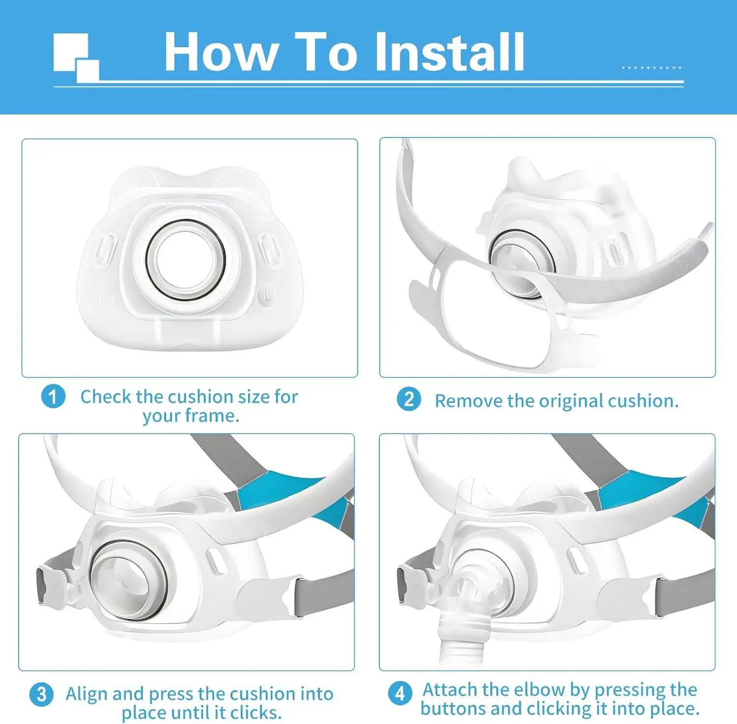 Compatible AirFit F40 Full Face Mask Replacement Cushion Soft Silicone Seal Cushion CPAP Respirator Mask Accessory M/L
