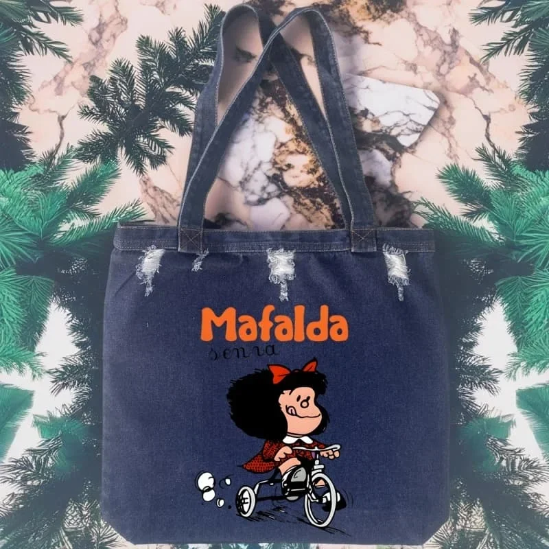 

mafalda Shopping Bags Open Pocket Women's Handbags Denim Jean Casual Fashion Handbags Bags for Women Tote Shoulder Bag
