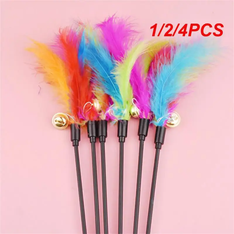 1/2/4PCS Funny Cat Stick Toys Colorful Feathers Tease Cat Stick Interactive Pet Toys For Cat Playing Toy Supplies Cat