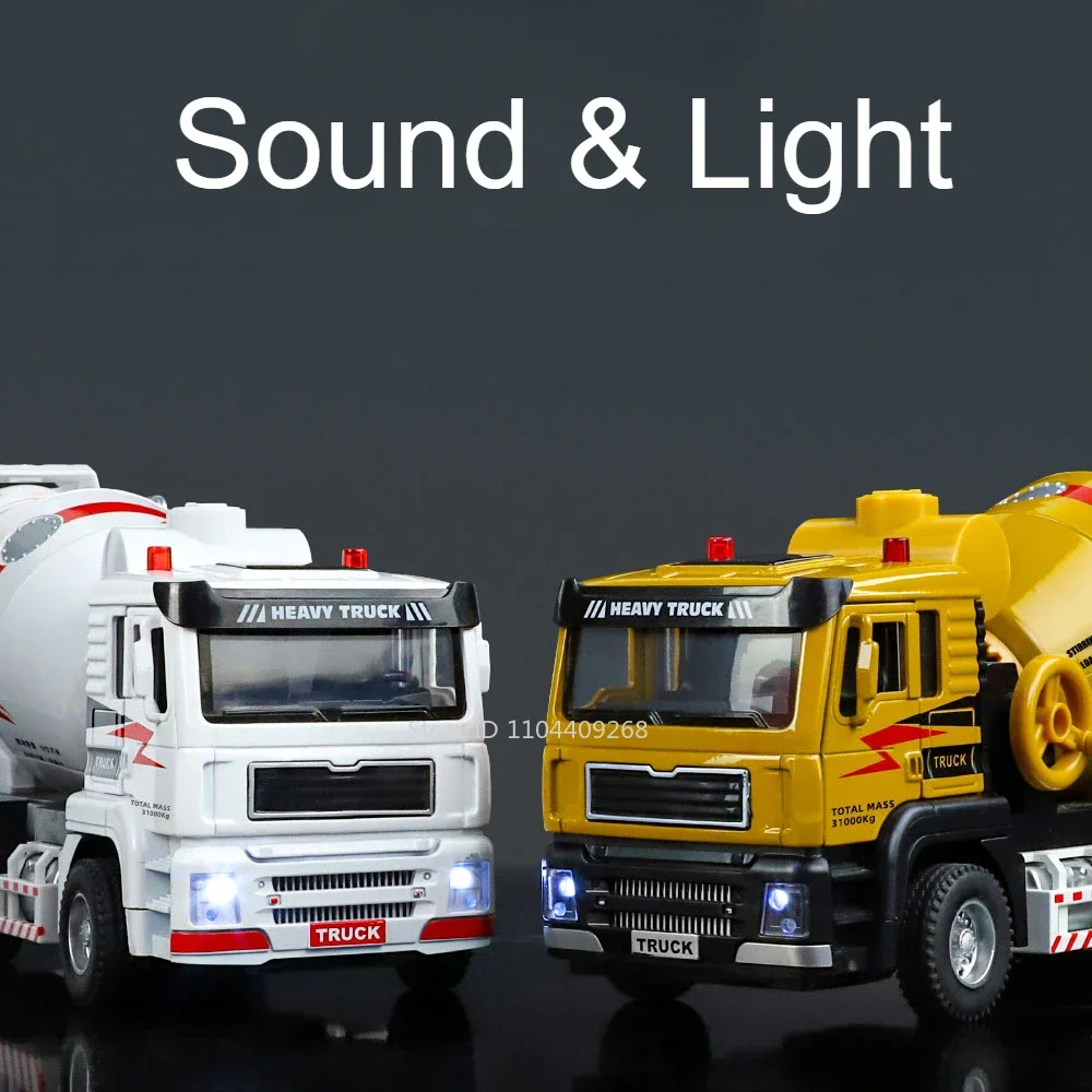 1:40 Elettrico Miscelatore di Cemento Modello di Camion Giocattolo In Lega Pressofuso Suono Luce Tirare Indietro Modelli di Veicoli di Ingegneria per I Ragazzi Regali