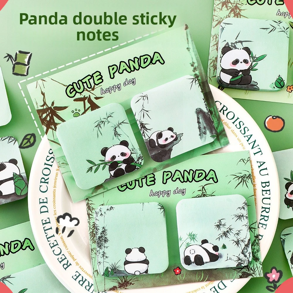 12 Pcs Cute Panda Memo Pad Student High-value Message Sticky Note Paper Cartoon Can Be Glued N Times Sticky Note Book