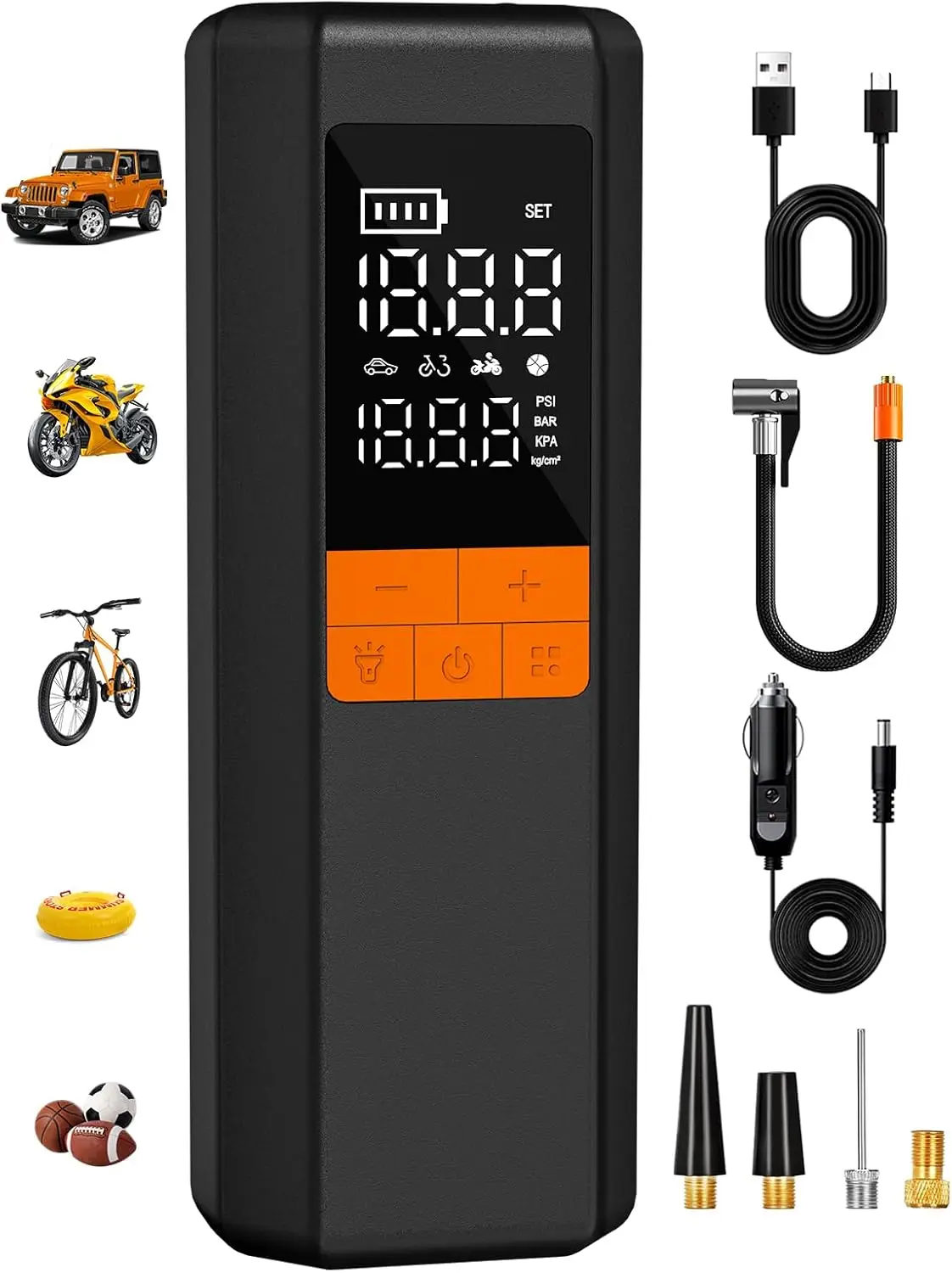 

Portable Tire Inflator, 5X Faster Air Pump, 150PSI Digital Gauge, Cordless Battery Air Compressor for Car, Bike, Motorcycle, Aut