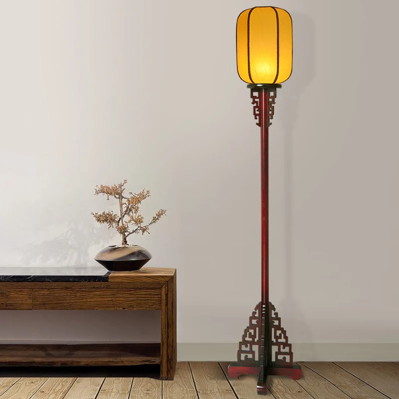 

In Chinese Antique Style Floor Lamp Zen Solid Wooden Living Room Bedroom Dining Room Corner Bedside Retro Road Lead Vertical GD