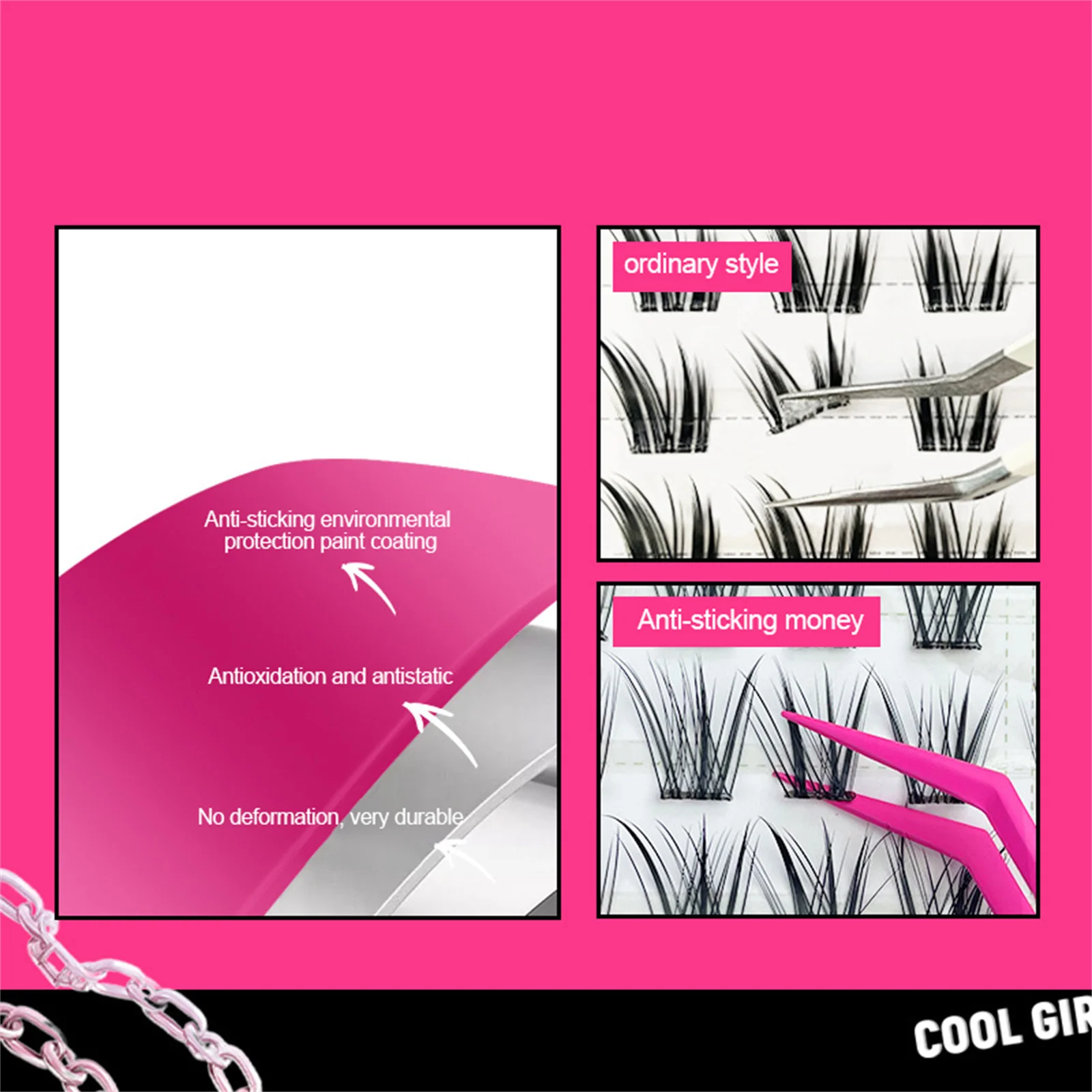 DIY Eyelash Extension Tweezers with Anti Adhesive Coating Precision Stainless Steel Lash Tools for False Lashes Application