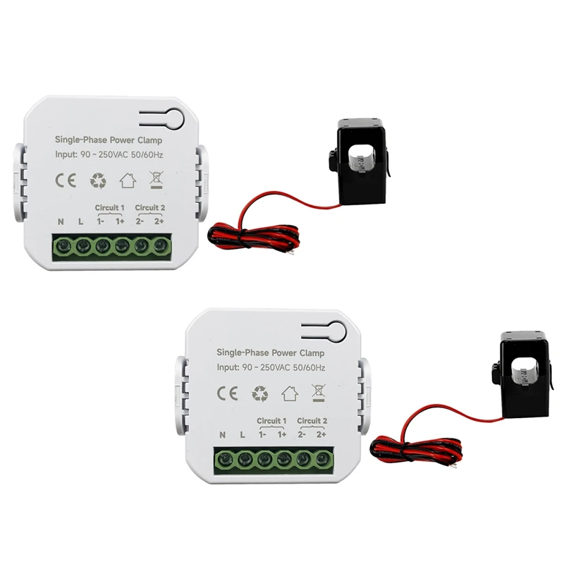 Tuya Smart Wifi Energy Meter+Current Transformer Clamp 90- 250V Kwh Power Monitor Electricity Statistics