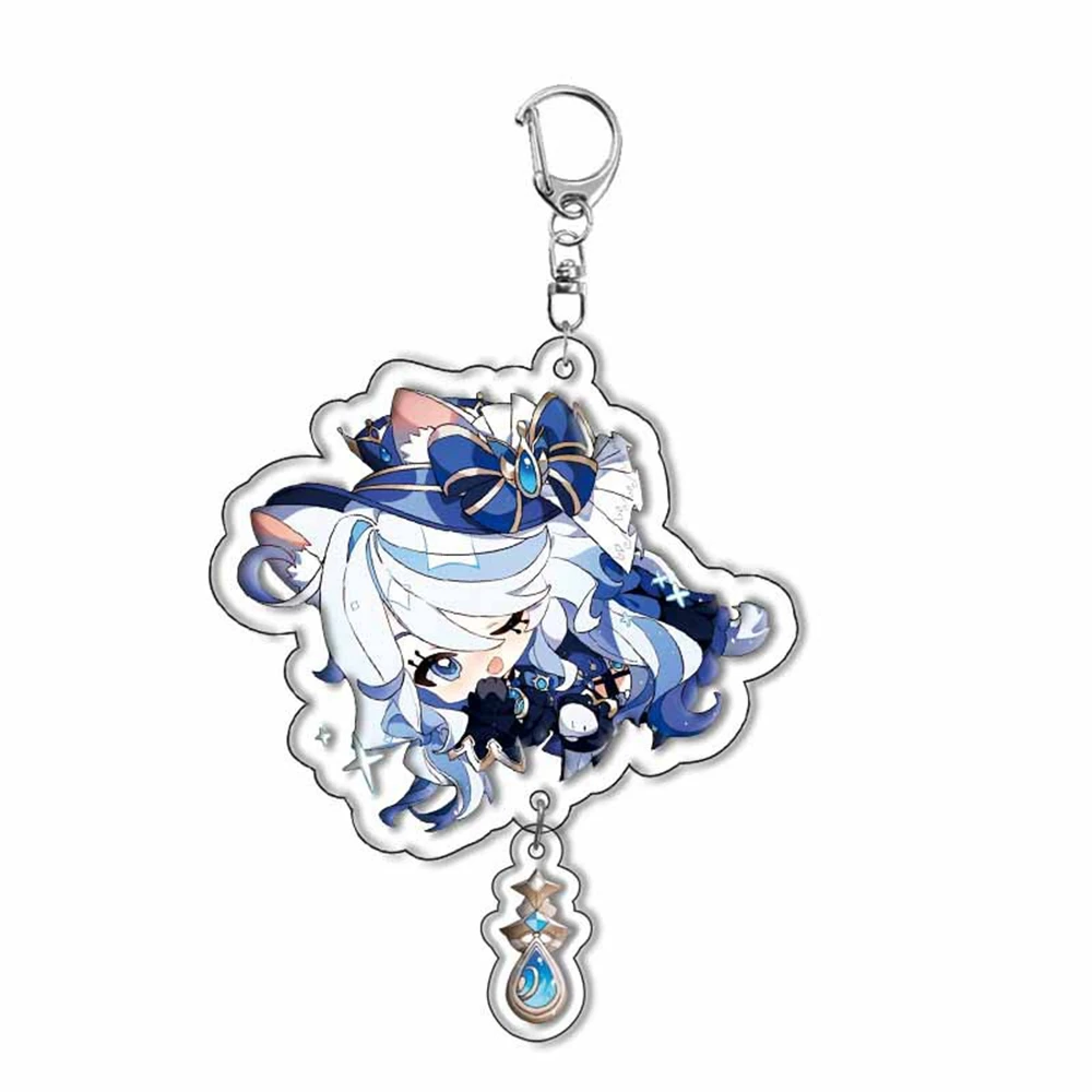 Anime Impact Keychain Game Figure Scaramouche Kaedehara Kazuha Klee Double Sided HD Acrylic Pendant Jewelry Key Chain Fan Gift