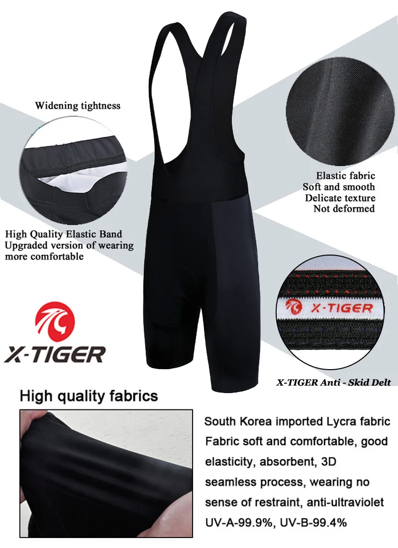 X-TIGER Radsport Lätzchen Shorts Fahrrad 5d Gel gepolstert Pro Lycra MTB Fahrrad Shorts atmungsaktive Mann Mountainbike Shorts – Detail 4