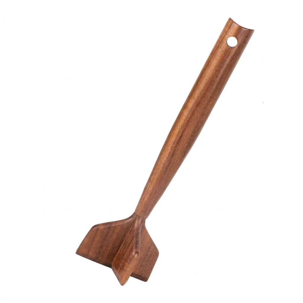 1pc Potato Masher Ergonomic Natural Teak Wood for Kitchen Cooking Root Vegetable Crusher Meat Mixer Durable Heavy Duty Tool