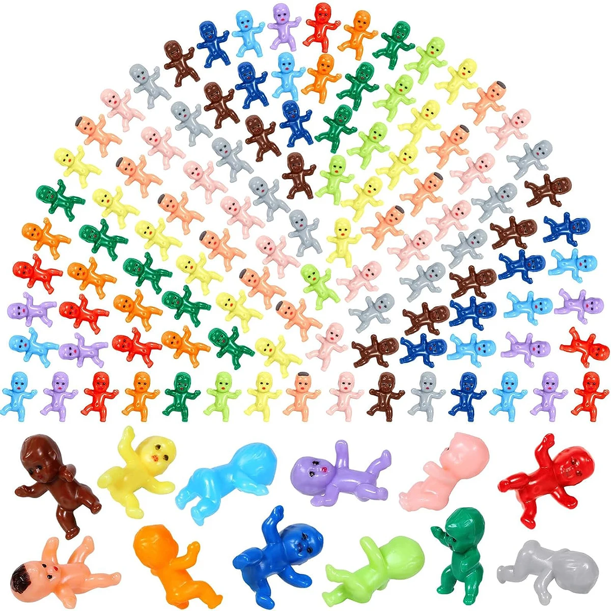 120pcs Mini Plastic Babies, Tiny Plastic Baby Figurines Small King Cake Babies Bulk for Ice Cube My Water Broke Baby Shower Game