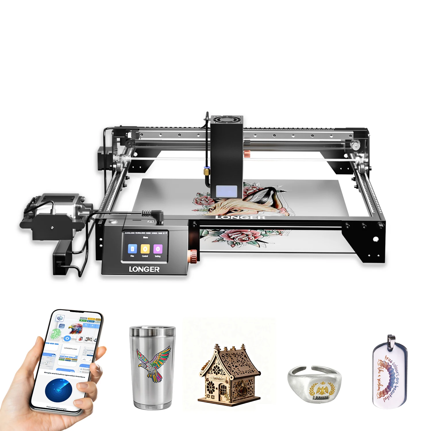 ActionLasers 40W Laser Engraving Machine RAY5 40W with Y-axis Rotary Roller Wood MDF Acrylic Metal