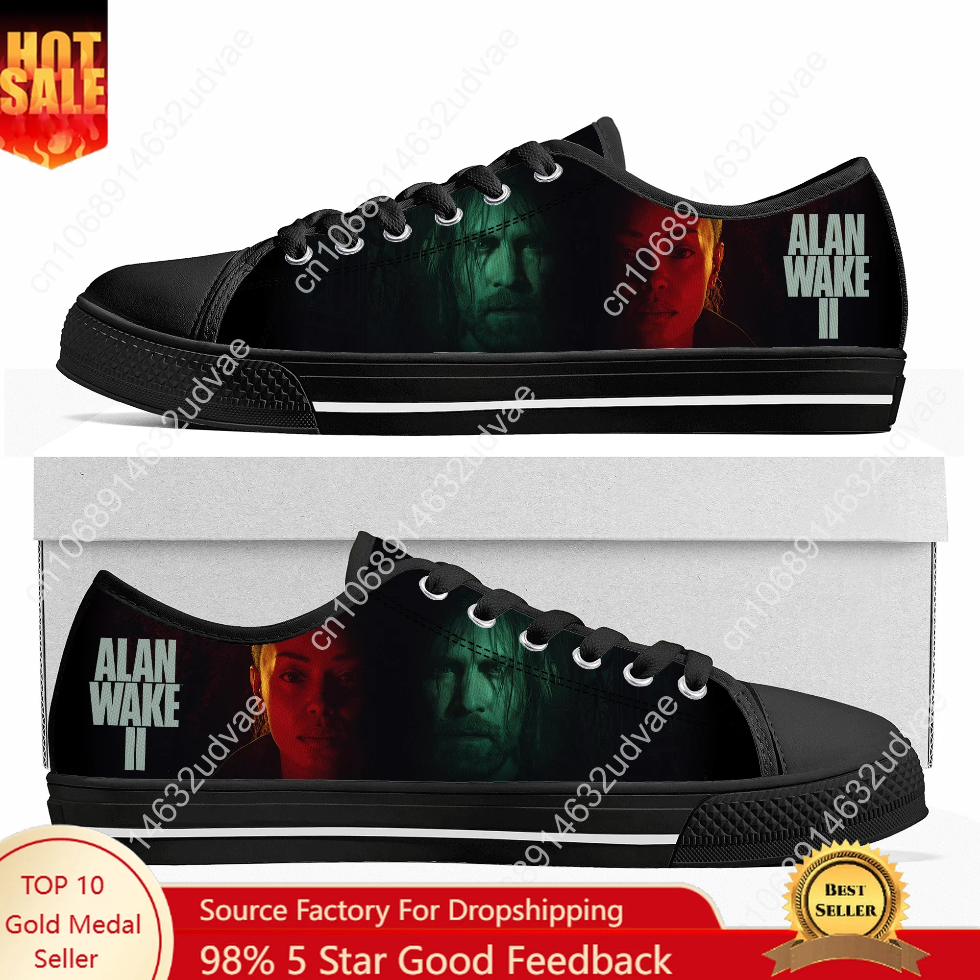 

Alan Wake 2 Low Top Shoes Men Women Teenager Sneakers Canvas High Quality Sneaker Casual Customized Couple Shoe Black Sole