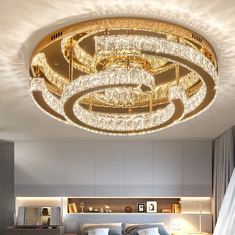 Modern Light Luxury Gold Ceiling Ceiling Ceiling LED Crystal Light Home Living Room Master Bedroom Dining Room Kitchen Lighting