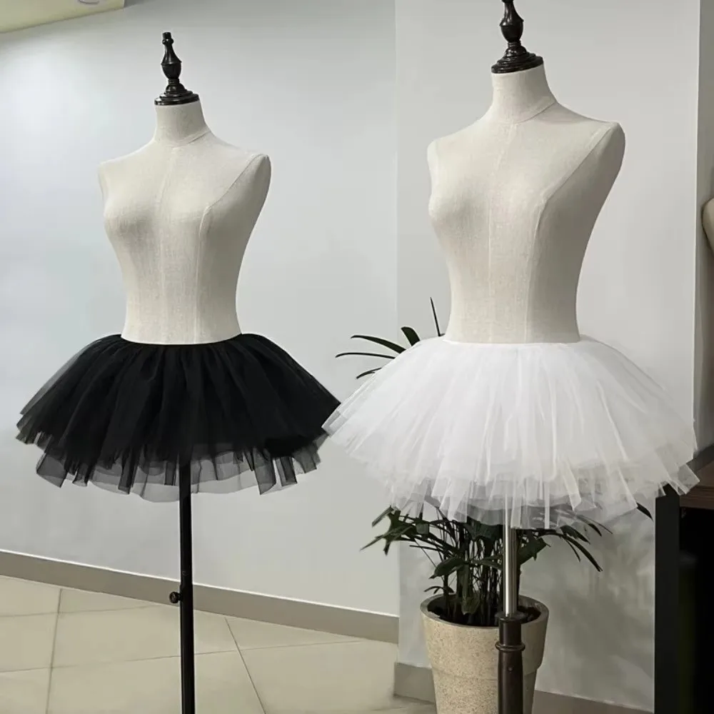 New Puffy Lolita Underskirt 4 Layers White Black Tutu Dress Cosplay Costume Ballgown Petticoats Women