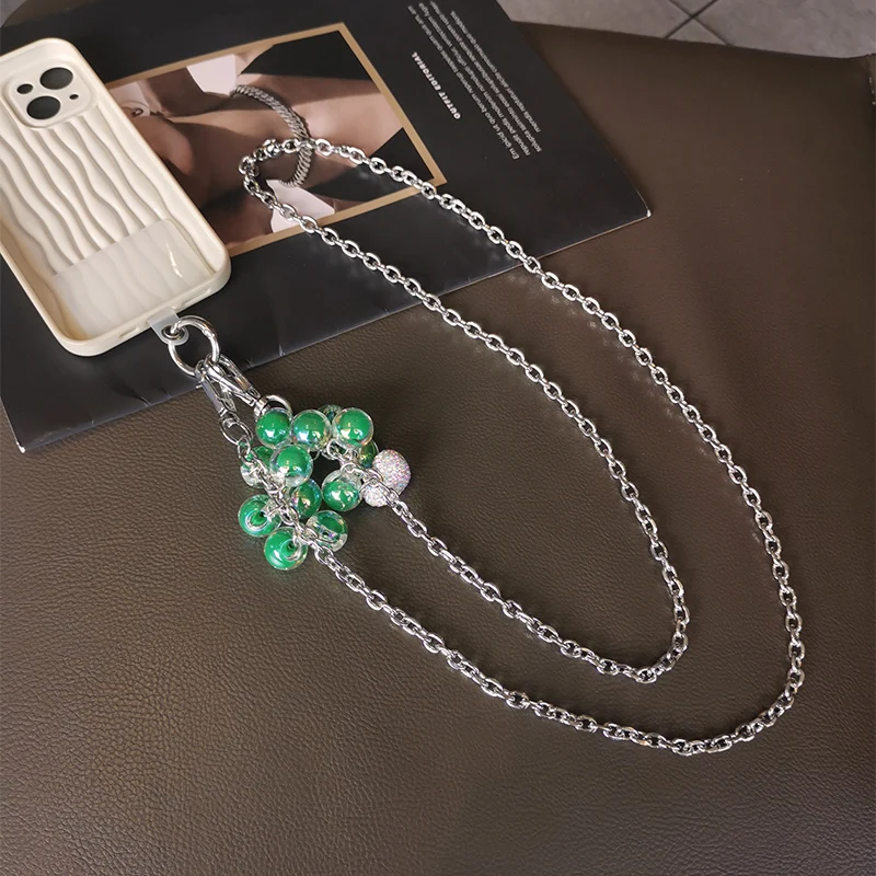 Mobile Phone Hanging Rope Long Diagonal Hanging Rope Love Pendant Beaded Pendant Universal Phone Case Bag Anti Loss Lanyards