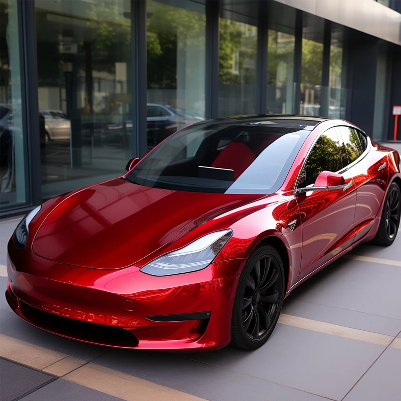 

Hot Selling PET PVC Vinyl Wrap Film Roll Super Bright Metallic Red Purple Auto Wrapping Film Self Adhesive Vinyl Car Wrap