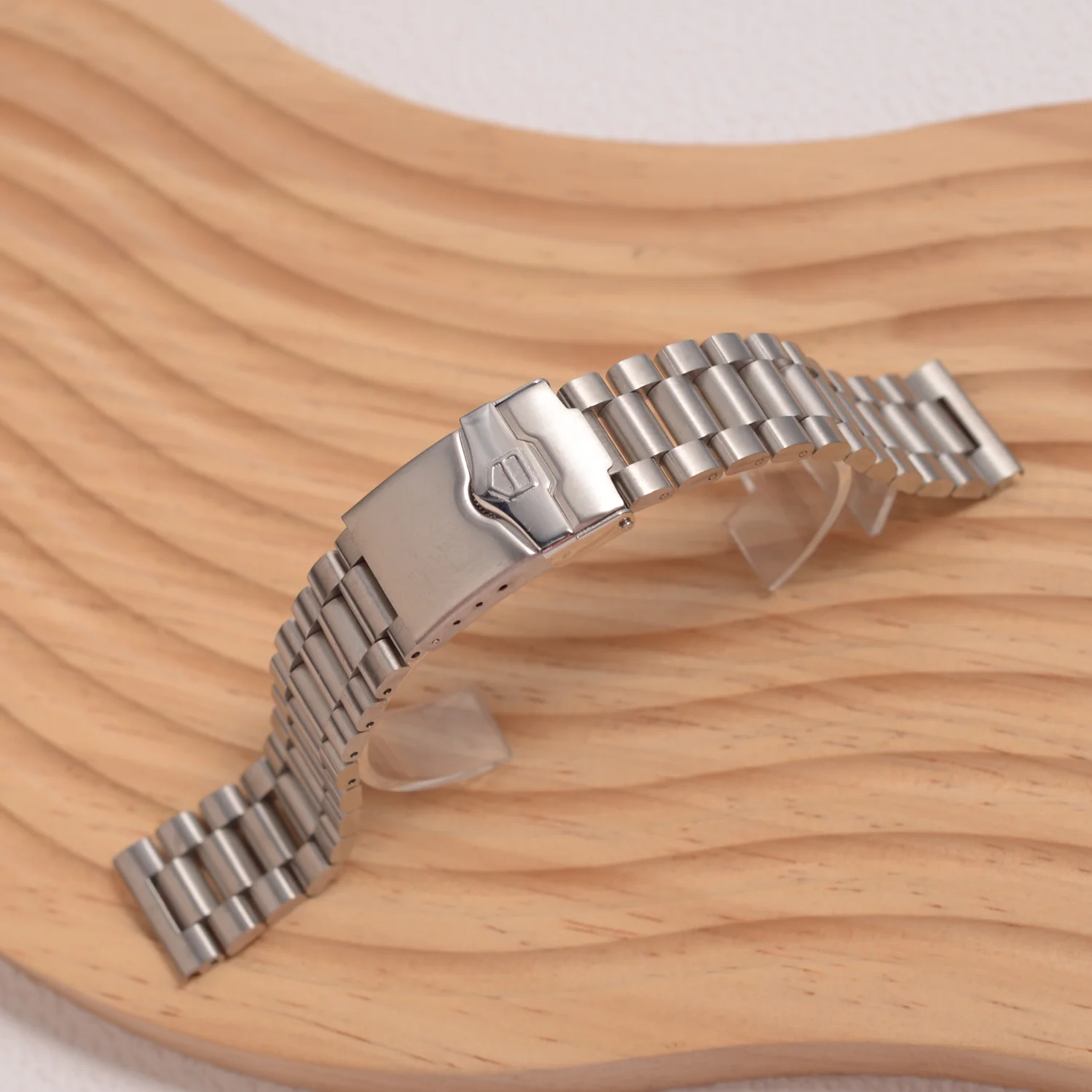 Silver Stainless Steel Watchband For TAG heuer F1 Watch Strap Flat End Push Button Deployment buckle Men's Bracelet 20mm 22mm