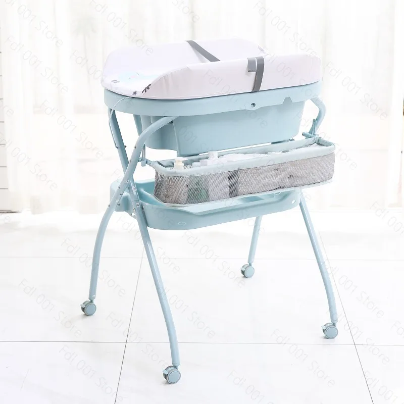 Baby Bath Tub & Changing Table,  Foldable Plastic Potty Training Toilet with Standing Diaper Changing Station view 2