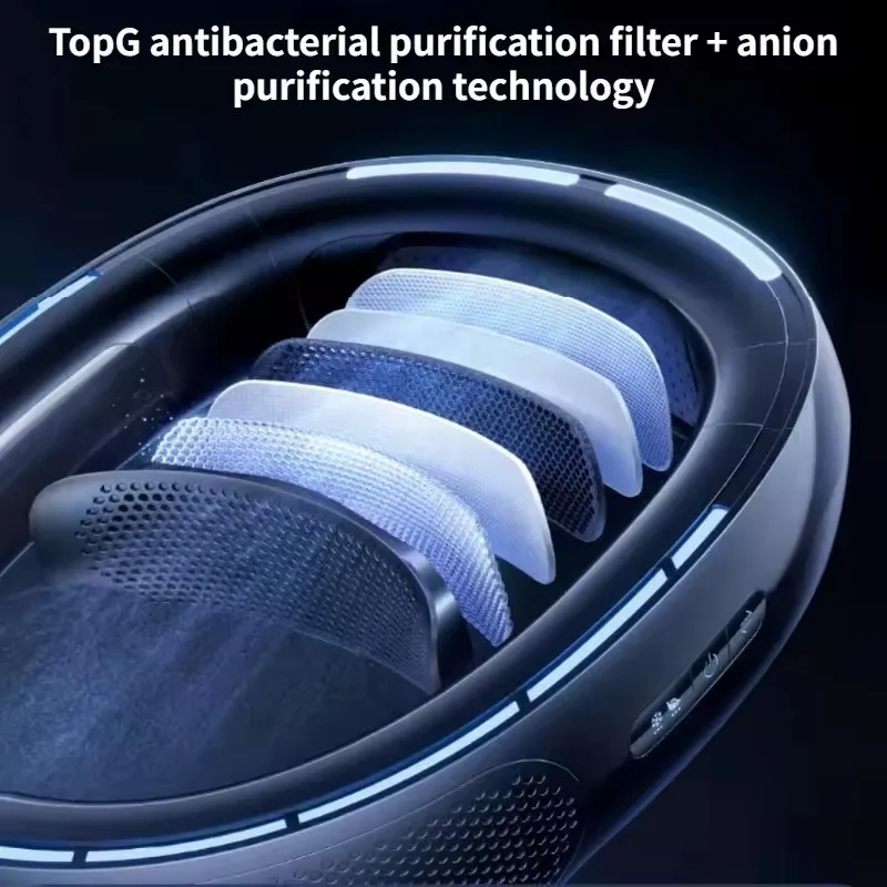 2025 جديد الرقبة تكييف الهواء مروحة ضاغط ذكي التبريد في الهواء الطلق منخفضة الضوضاء USB شحن مروحة محمولة أنيون تنقية