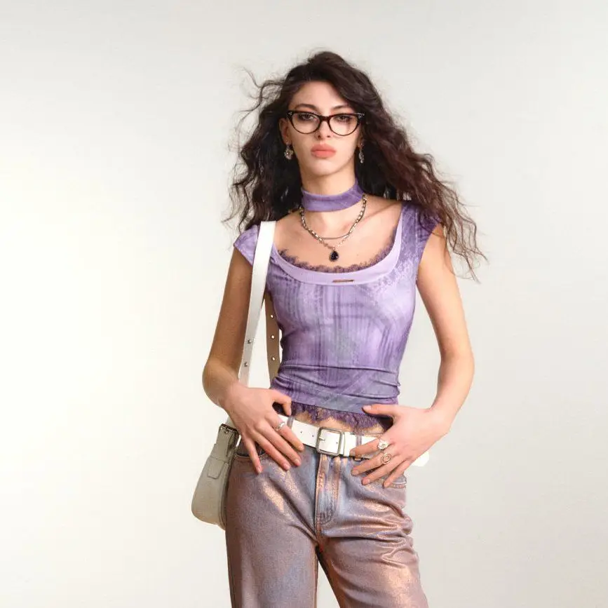 レトロパンクロック女性 Tシャツ原宿 Y2K ゴシックサブカルチャーストリートヴィンテージユーズド加工トップデザインプリント Tシャツファッションシック