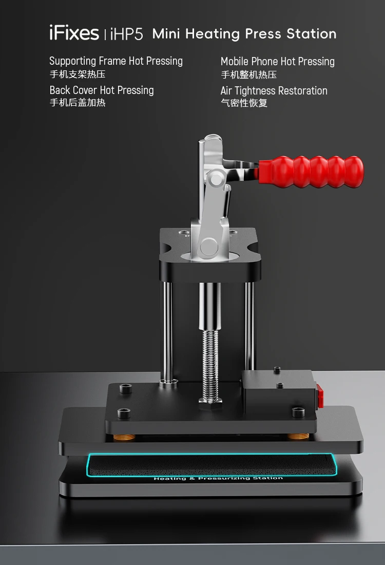 iFixes iHP5 Mini Heating Press Station,Universal Mobile Phone Airtight Recovery Frame Hot Pressing Back Cover Repair Platform