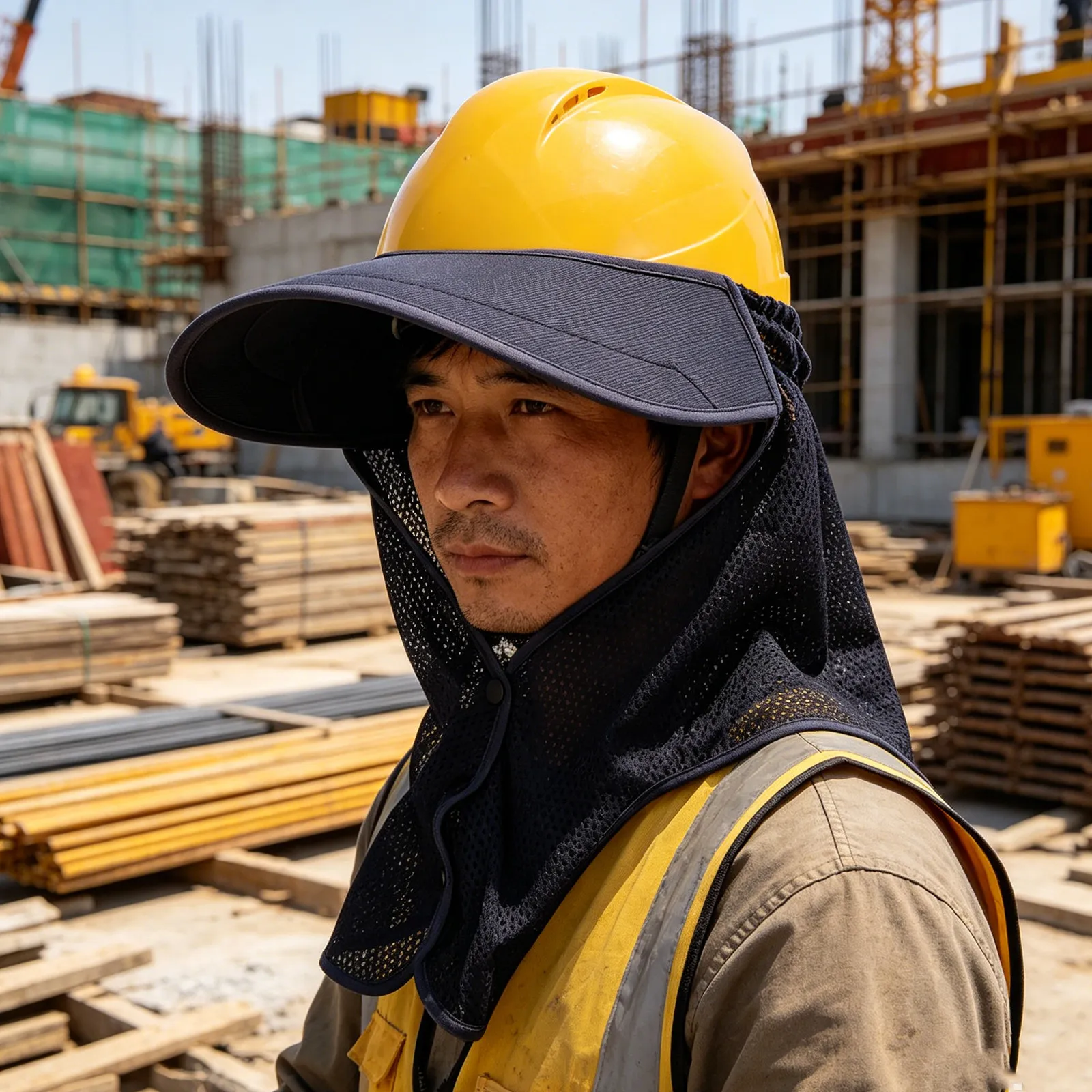 Hard Hat Sun Shade Cap Construction Sun Visor Neck Cover Multi Directional Coverage Ultralight Matte Finish Glare