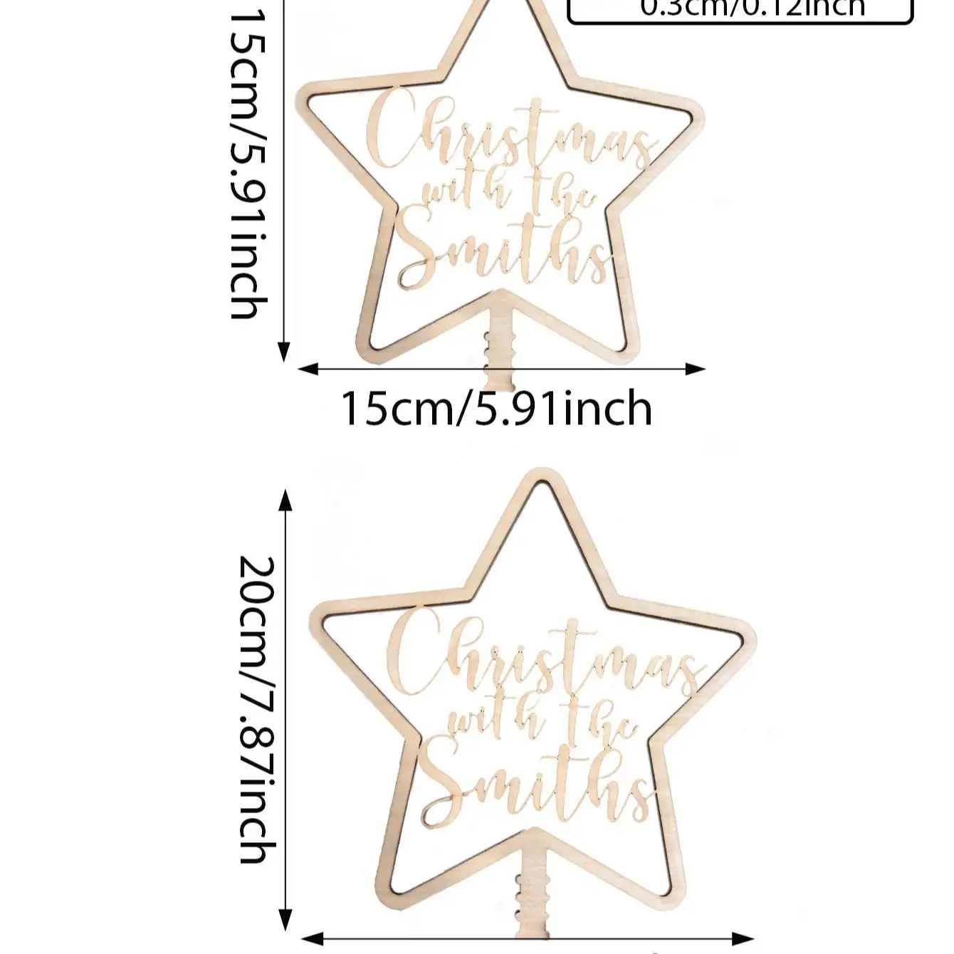 Gold Personalised Christmas Tree Star Topper - Christmas Decoration Ornament