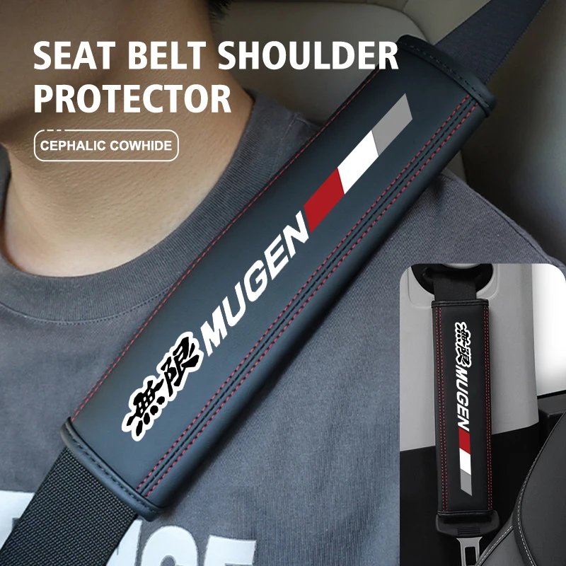 For Honda 1/2PCS Car Seat Belt Safety Belt Shoulder Cover Auto Accessories Fit Pilot Type-R Type-S VTEC Mugen INSPIRE Civic