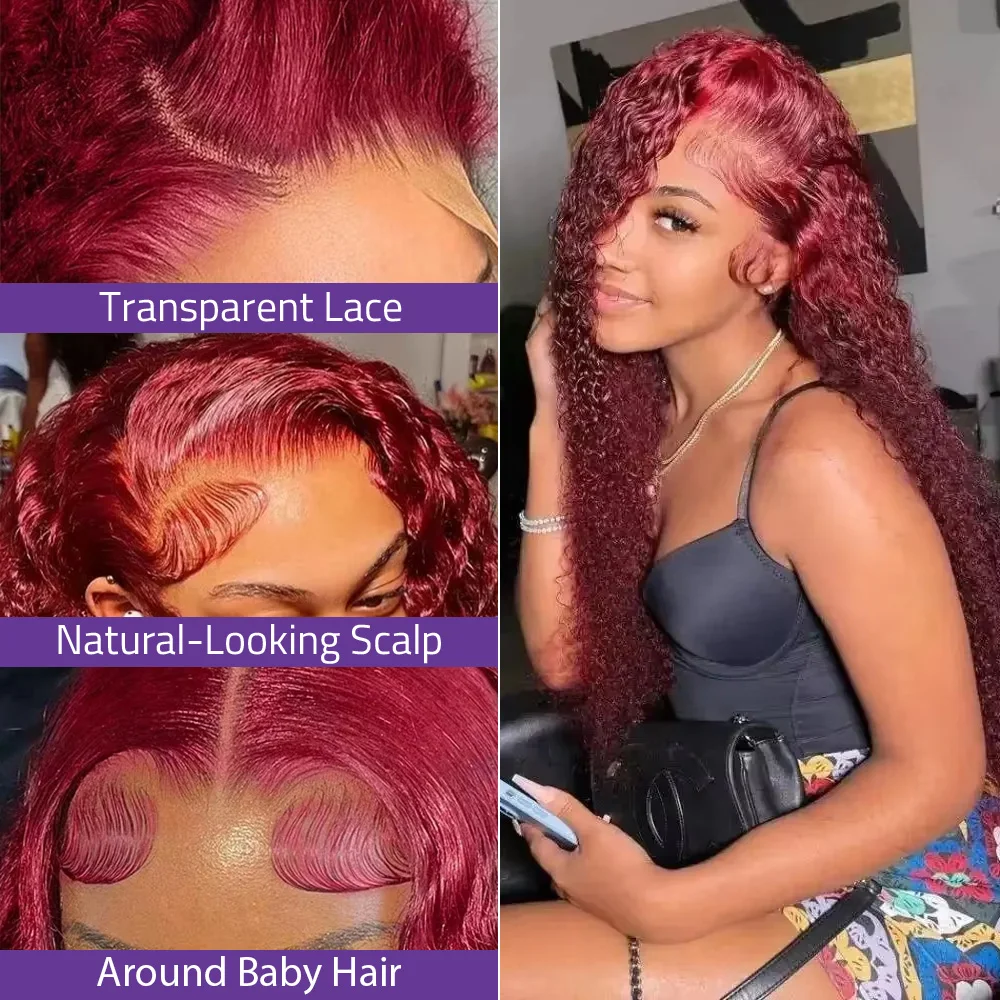 بورجوندي موجة عميقة 13x4 Hd الدانتيل الباروكة الأمامية 200 الكثافة 99J الملونة 13x6 الدانتيل الشفاف الجبهة خصلات الشعر المستعار الإنسان قبل قطعها