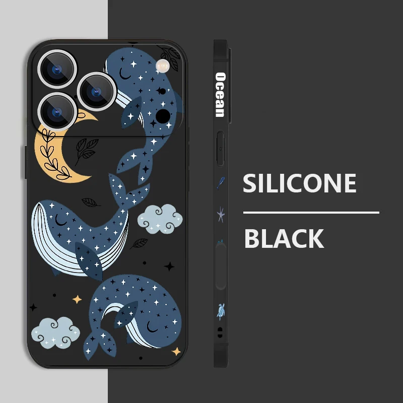 For iPhone 17 Pro Max Case Lovely Cartoon Whale Pattern Lanyard Phone Cover For Funda iPhone 16 Pro Max 15 14 13 12 11 16e Air