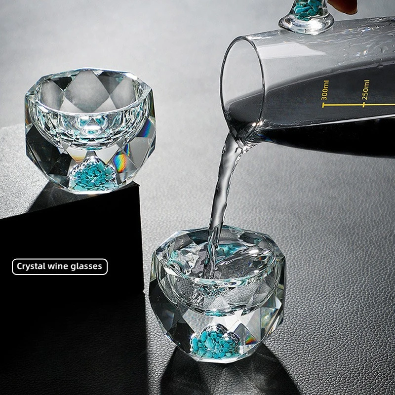 1pc Diamond Cutting Crystal Liquor Glasses Vodka Shot Glass Wine Glasses Whiskey Glass Spirits Sake Soju Brandy Tea Cup