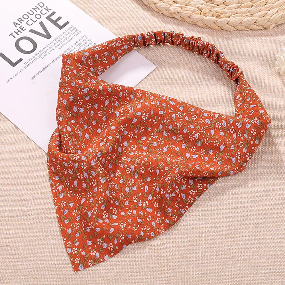 

Thin Cute Floral Print Europe and America Cloth Floral Turban Hair accessories Elastic headband Triangle hair headband