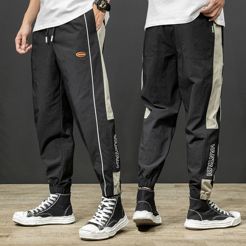 

Men's Loose Fit Spor Ice Silk Thin Waisand Trousers Summer Casual Long Pants Harlan Sle Elastic Waist Dry Fast