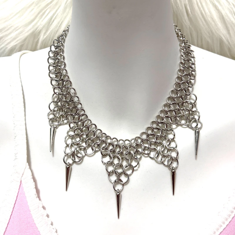 Punk Jewelry Stitching Chain Rivet Pendant Necklace for Women Korean Fashion Grunge Rock Necklace Empty Accessories Goth