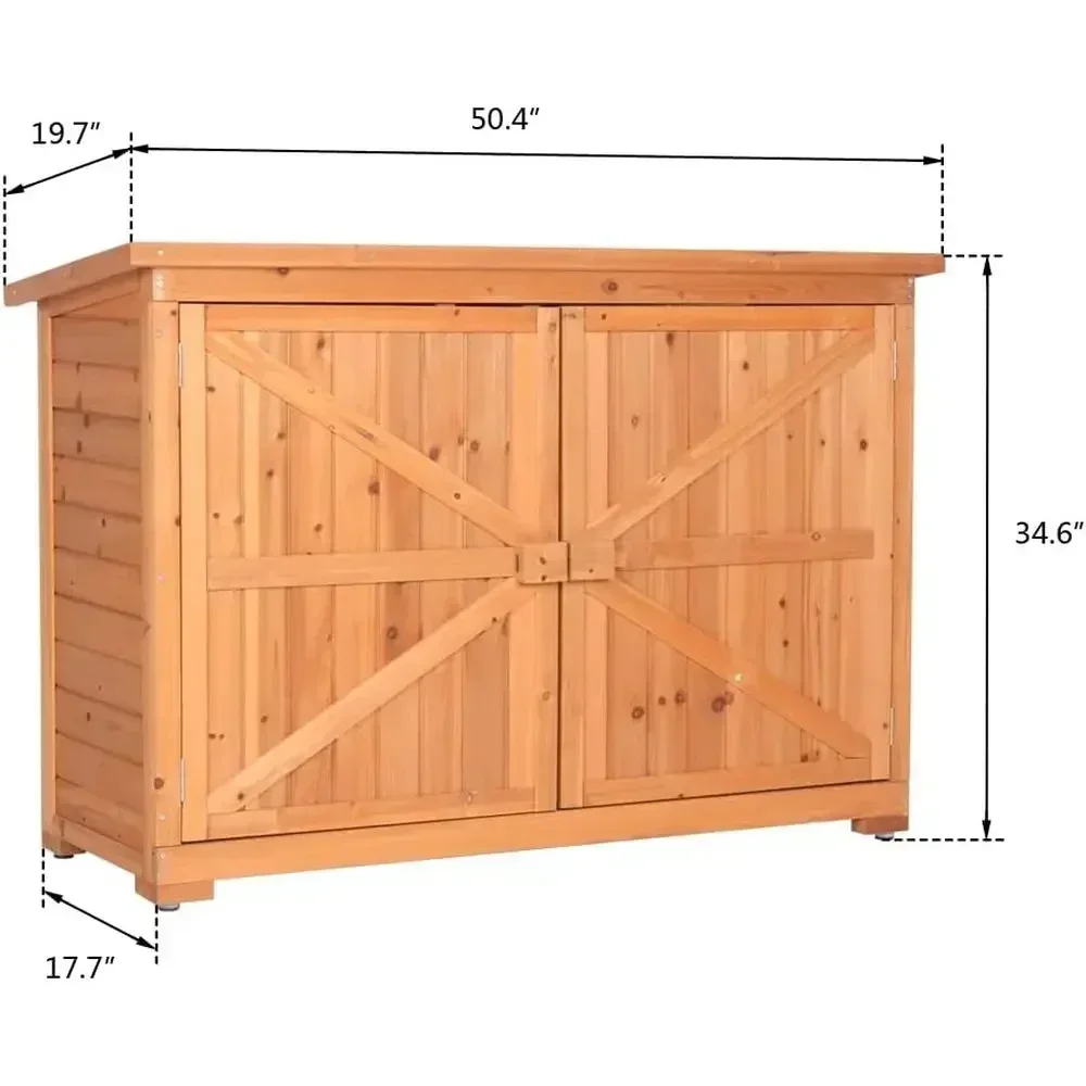 Extra Large Outdoor Wooden Storage Shed, 50.4 x 19.7 x 34.6 - Secure Garden Tool Cabinet & Patio Organizer
