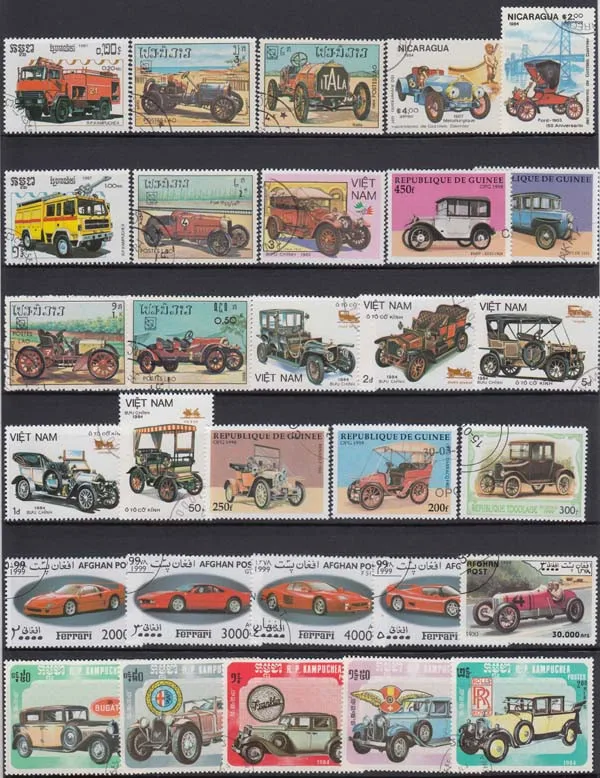 Classic Car Transportation 50 100Pcs/lot Topic Stamps Original Postage Stamp with Postmark Good Condition All Different