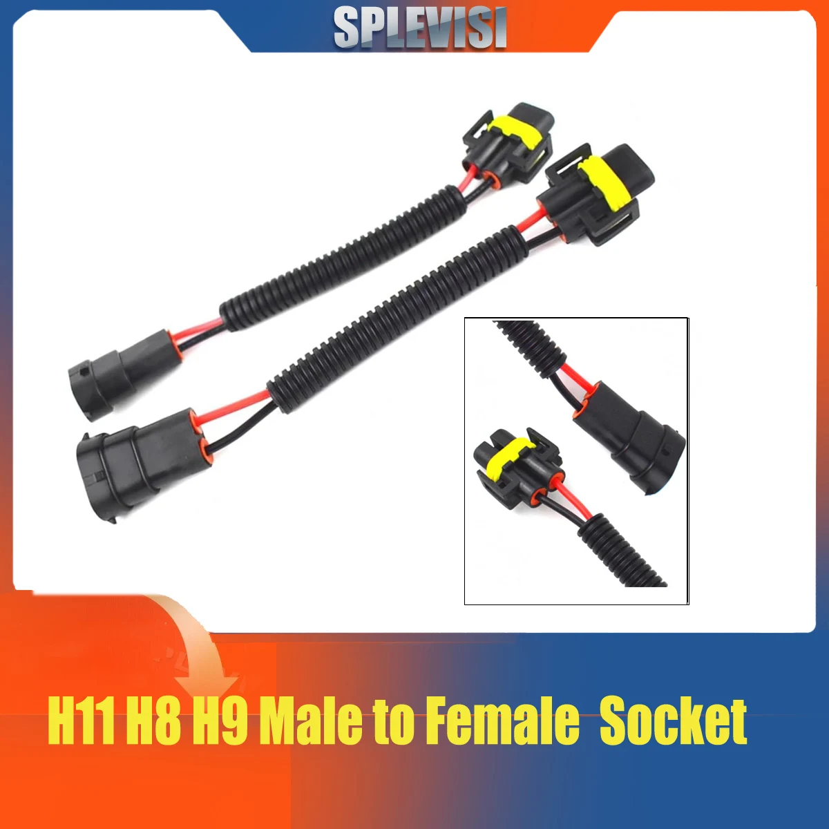 

2 PCS H11 H8 H9 Headlight Wiring Harness, Male-to-Female Extension Cable Fit High/Low Beam or Fog Light, Headlight Sockets Wires