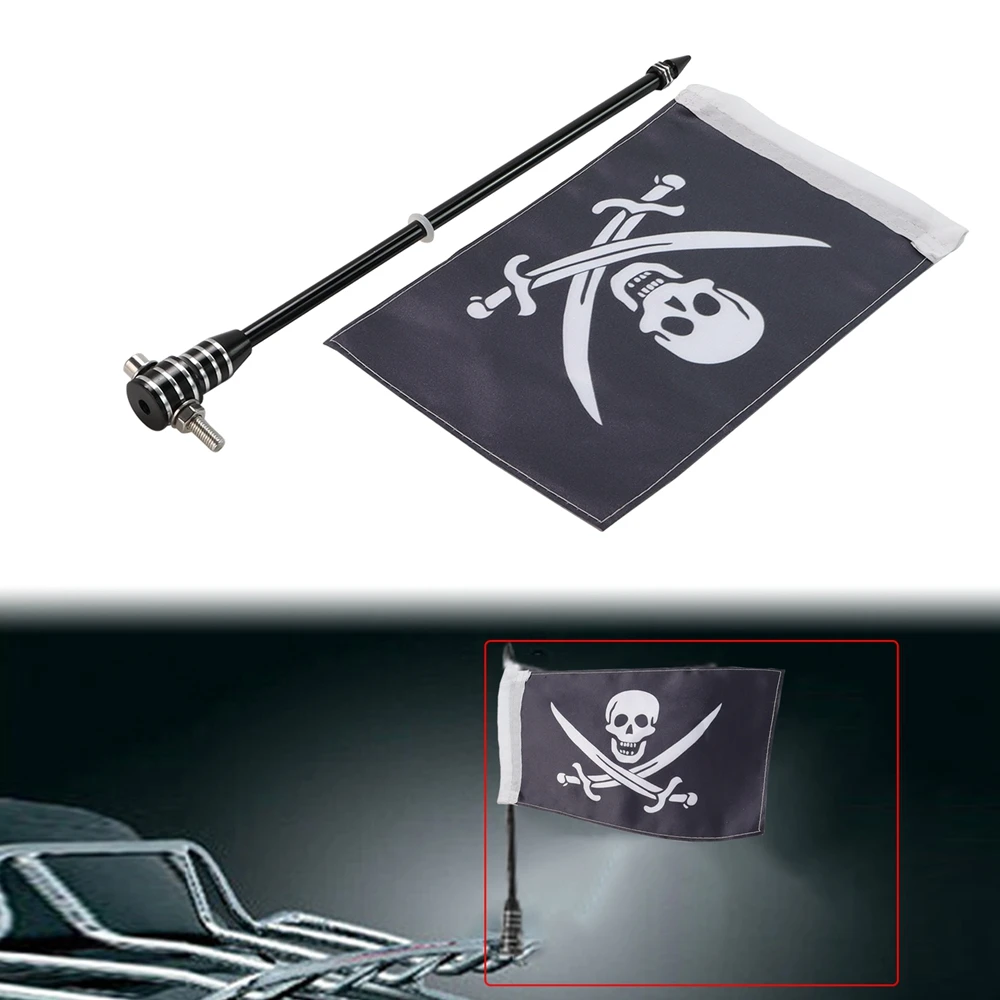 Universal Motorcycle Flag Sleeve Double Side American Germany Skull Flags Rear Mount Luggage Rack For Harley Honda Yamaha Suzuki