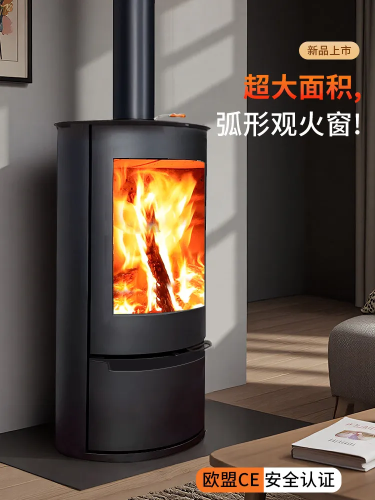 Household rural living room, indoor wood-burning heater, self-built house, homestay villa, high-end