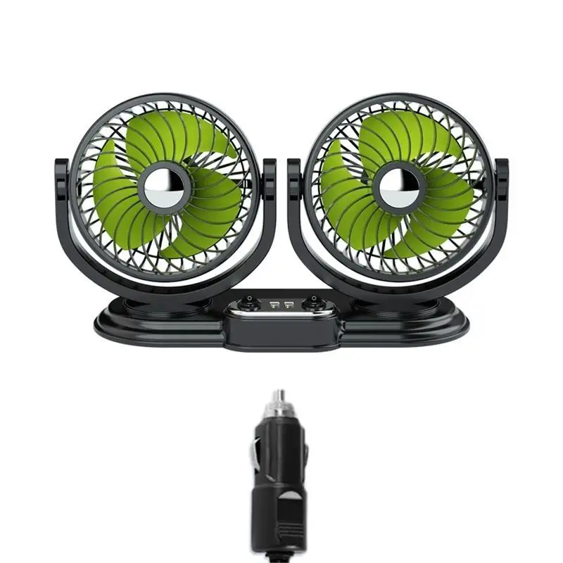 USB 5V 12V 24V Car Fan with 2 USB Ports for Car Office Kitchen Home Travel