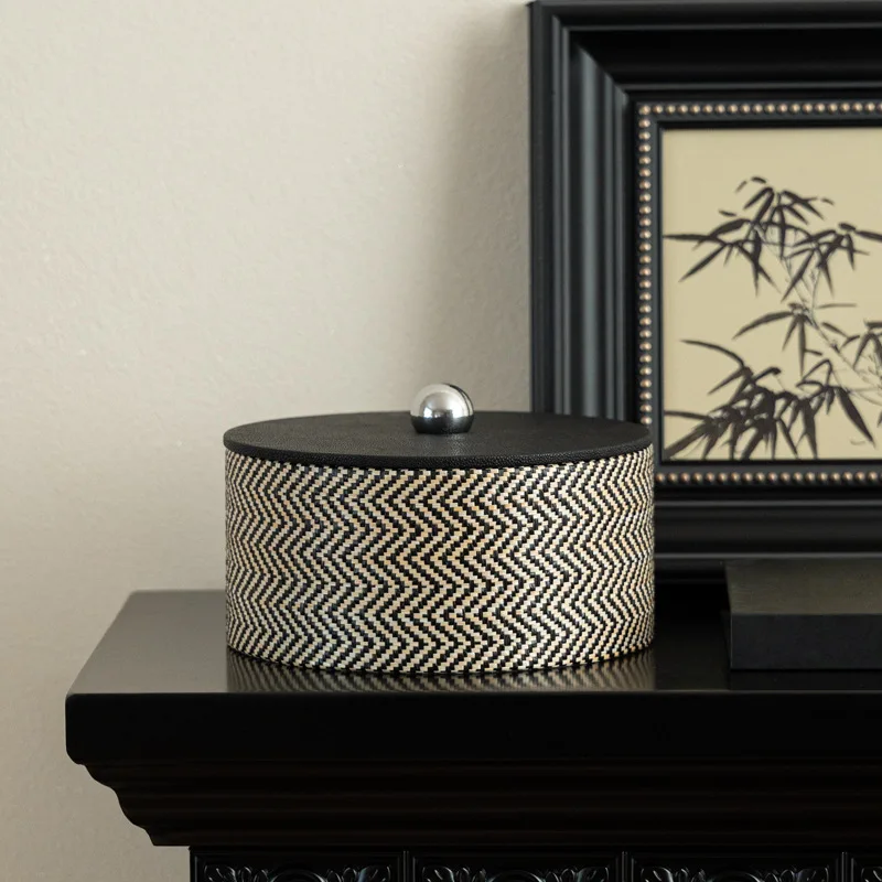 yibei-premium-niche-dresser-striped-jewelry-box-storage-retro-model-room-desktop-decoration-ornament