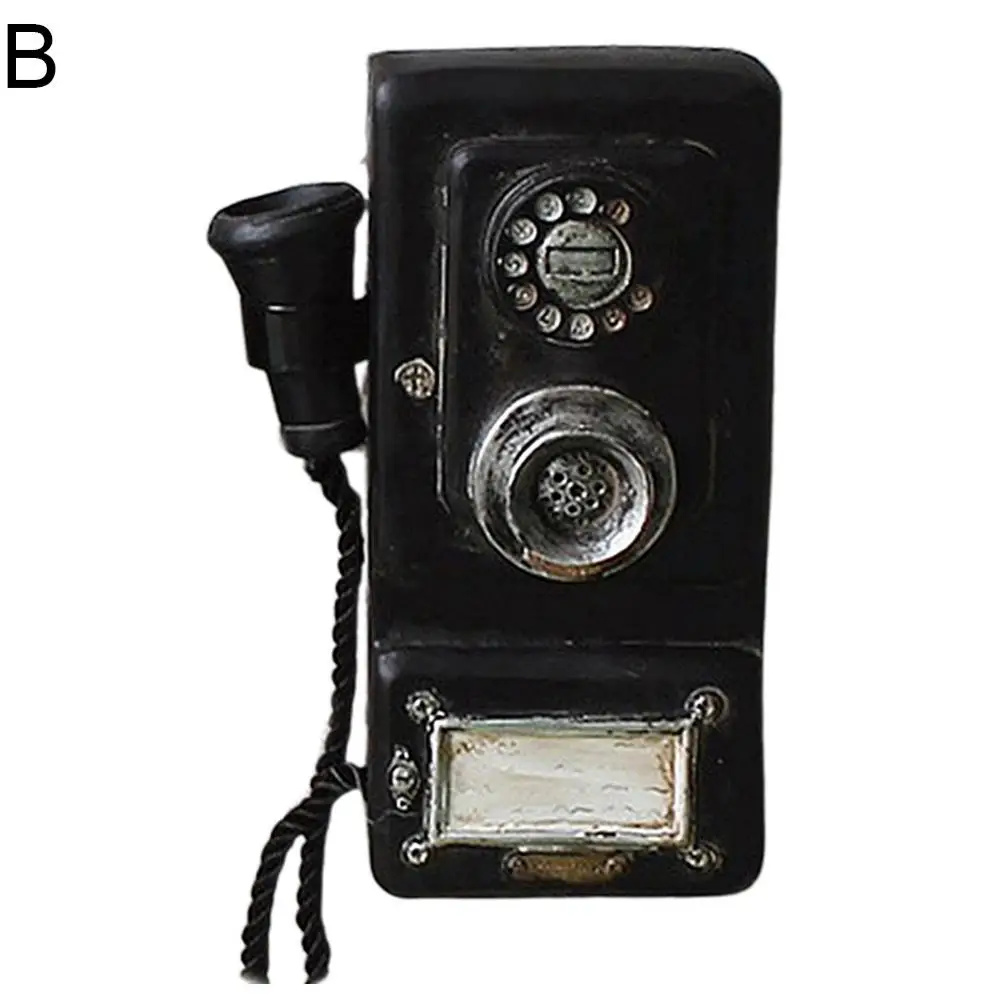 Vintage Shabby Wall Mount Telephone Craft Art Bar Club Ornament Home Decoration Telephone Landline Retro Style Telephone Model