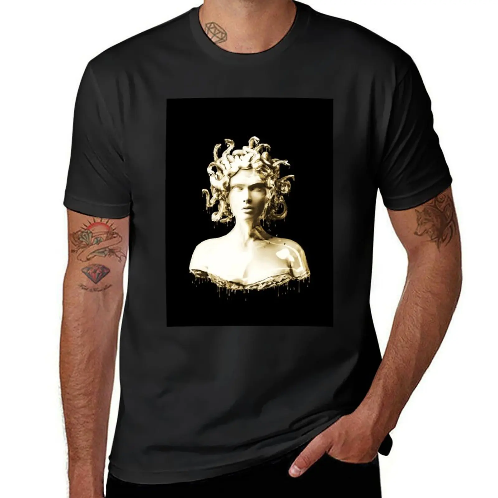 Gold Medusa T-Shirt blanks summer tops mens workout shirts