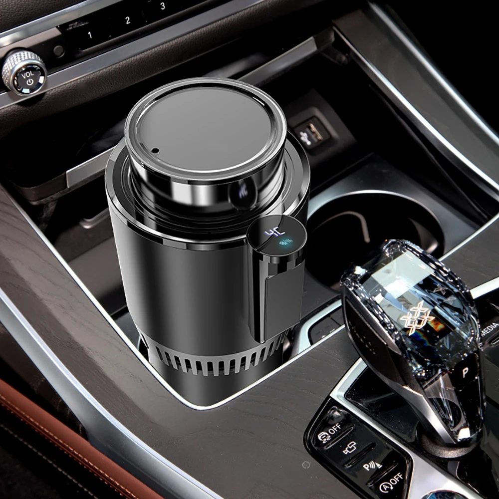 2-In-1 Smart Cooling & Heating Car Cup Electric Coffee Milk Warmer And Cooler Beverage Mug With Temperature Display For 12V B0G8