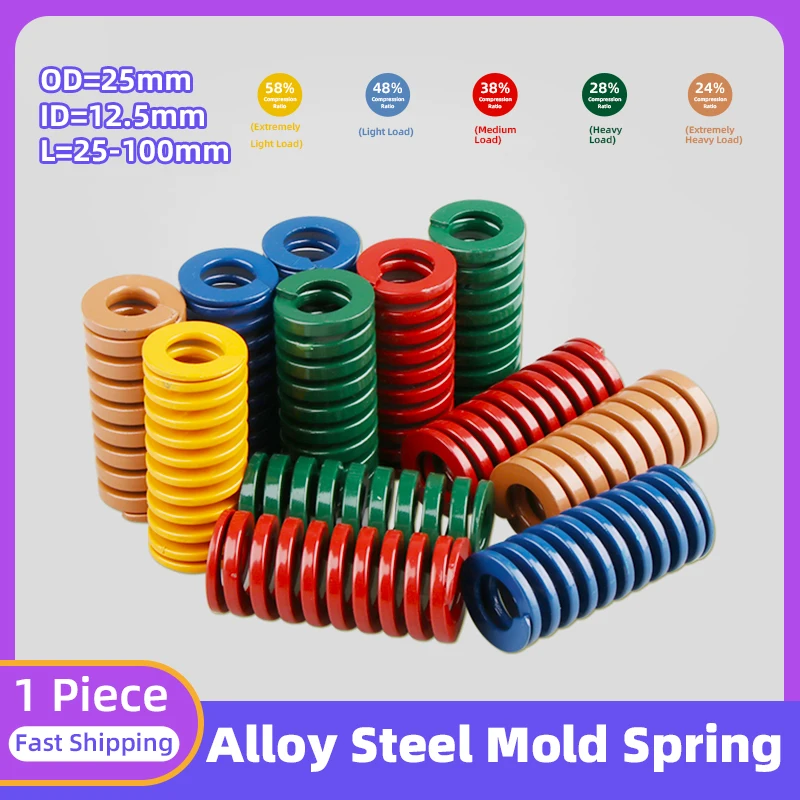 

Creamily 1PCS Die Springs Compression Spiral Stamping Mould Spring OD 25mm ID 12.5mm L25-100mm For Rear Trunk Tool Accessories