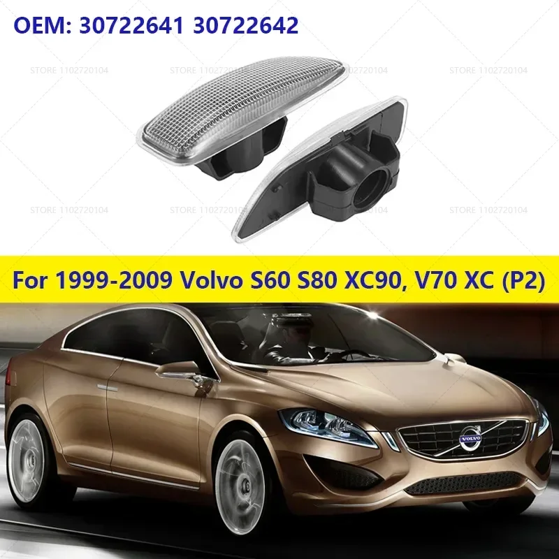 

For 1999-2009 Volvo S60 S80 XC90, V70 XC (P2) Side Marker Light Bumper Turn Signal 30722641 30722642