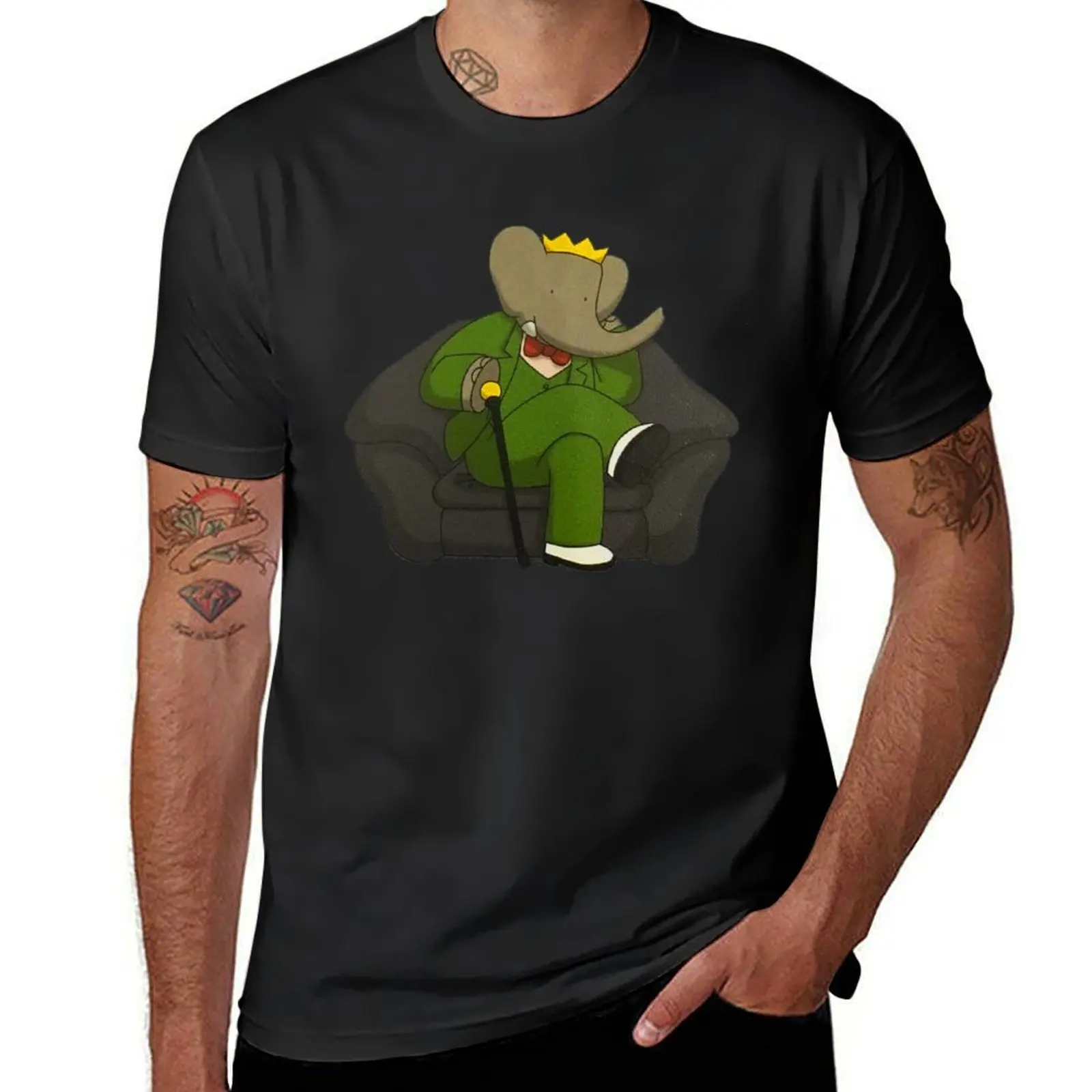 Babar in a chair T-Shirt Short sleeve tee korean fashion sublime quick-drying mens cotton t shirts